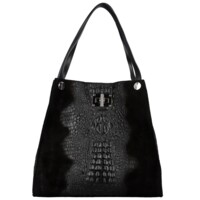 Dámská kožená kabelka na rameno černá - Delami Vera Pelle Jasmin