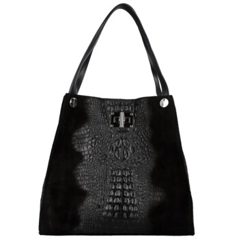 Dámská kožená kabelka na rameno černá - Delami Vera Pelle Jasmin