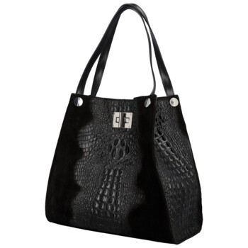 Dámská kožená kabelka na rameno černá - Delami Vera Pelle Jasmin