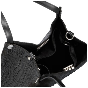 Dámská kožená kabelka na rameno černá - Delami Vera Pelle Jasmin