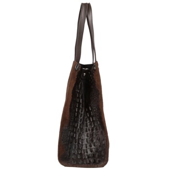 Dámská kožená kabelka na rameno tmavě hnědá - Delami Vera Pelle Jasmin