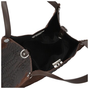 Dámská kožená kabelka na rameno tmavě hnědá - Delami Vera Pelle Jasmin