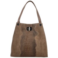 Dámská kožená kabelka na rameno taupe - Delami Vera Pelle Jasmin