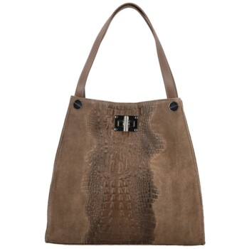 Dámská kožená kabelka na rameno taupe - Delami Vera Pelle Jasmin