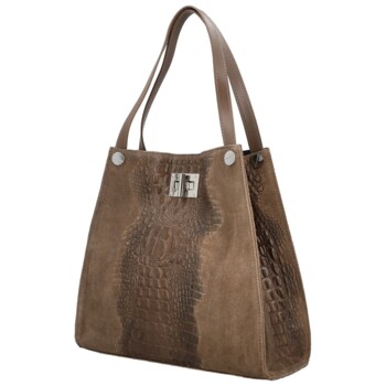 Dámská kožená kabelka na rameno taupe - Delami Vera Pelle Jasmin