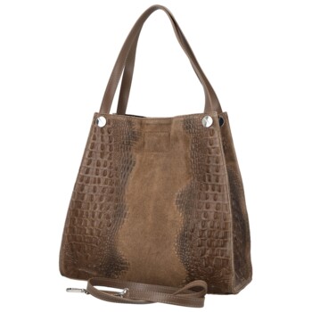 Dámská kožená kabelka na rameno taupe - Delami Vera Pelle Jasmin