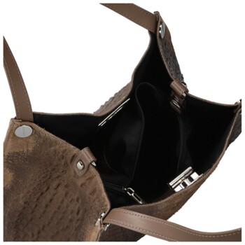 Dámská kožená kabelka na rameno taupe - Delami Vera Pelle Jasmin