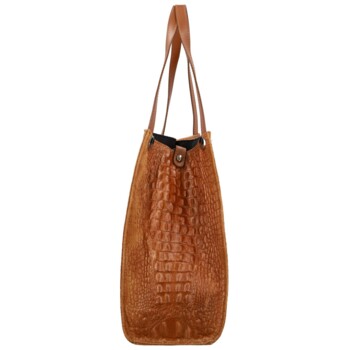 Dámská kožená kabelka na rameno koňaková - Delami Vera Pelle Jasmin