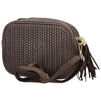 Dámská kožená crossbody kabelka tmavě hnědá - Delami Vera Pelle Teresia