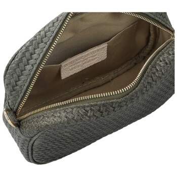 Dámská kožená crossbody kabelka šedá - Delami Vera Pelle Teresia