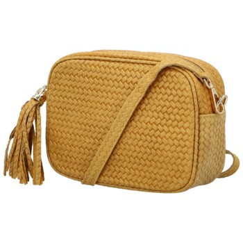Dámská kožená crossbody kabelka žlutá - Delami Vera Pelle Teresia