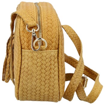 Dámská kožená crossbody kabelka žlutá - Delami Vera Pelle Teresia
