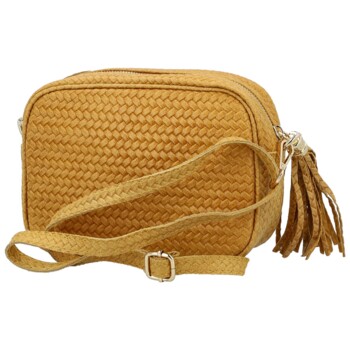 Dámská kožená crossbody kabelka žlutá - Delami Vera Pelle Teresia