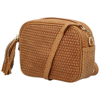 Dámská kožená crossbody kabelka koňaková - Delami Vera Pelle Teresia