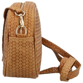 Dámská kožená crossbody kabelka koňaková - Delami Vera Pelle Teresia