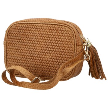 Dámská kožená crossbody kabelka koňaková - Delami Vera Pelle Teresia