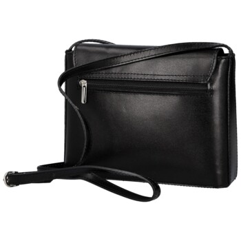 Dámská kožená crossbody kabelka černá - Delami Vera Pelle Walli