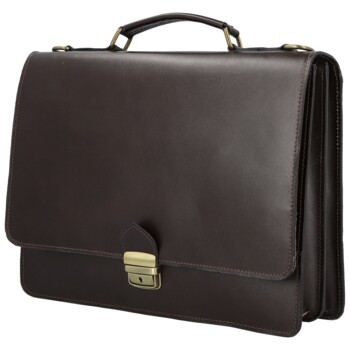 Pánská kožená aktovka tmavě hnědá - Delami Vera Pelle Stefo