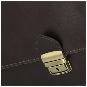 Pánská kožená aktovka tmavě hnědá - Delami Vera Pelle Stefo