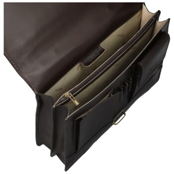 Pánská kožená aktovka tmavě hnědá - Delami Vera Pelle Stefo