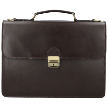 Pánská kožená aktovka tmavě hnědá - Delami Vera Pelle Lynton