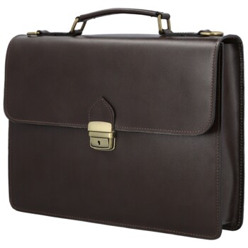 Pánská kožená aktovka tmavě hnědá - Delami Vera Pelle Lynton
