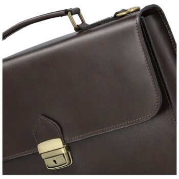 Pánská kožená aktovka tmavě hnědá - Delami Vera Pelle Lynton