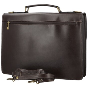 Pánská kožená aktovka tmavě hnědá - Delami Vera Pelle Lynton