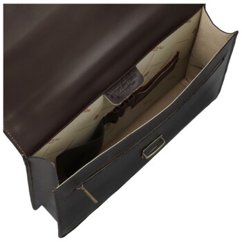 Pánská kožená aktovka tmavě hnědá - Delami Vera Pelle Lynton