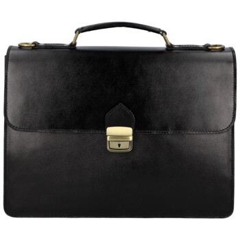 Pánská kožená aktovka černá - Delami Vera Pelle Lynton