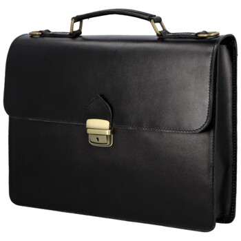 Pánská kožená aktovka černá - Delami Vera Pelle Lynton