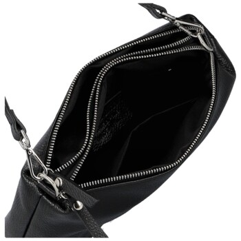 Dámská kožená kabelka na rameno černá - Delami Vera Pelle Sussan