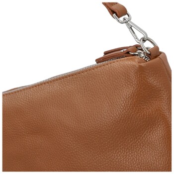 Dámská kožená kabelka na rameno koňaková - Delami Vera Pelle Sussan