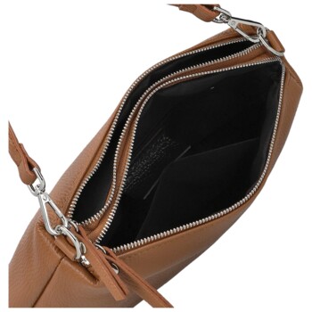 Dámská kožená kabelka na rameno koňaková - Delami Vera Pelle Sussan