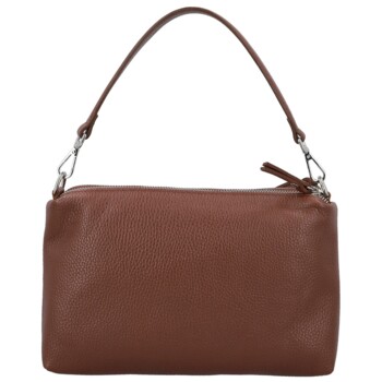 Dámská kožená kabelka na rameno tmavě hnědá - Delami Vera Pelle Sussan