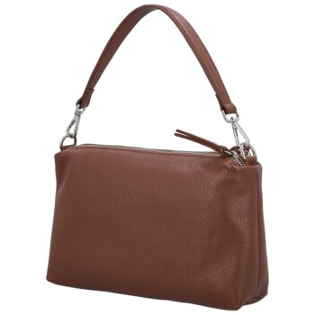 Dámská kožená kabelka na rameno tmavě hnědá - Delami Vera Pelle Sussan