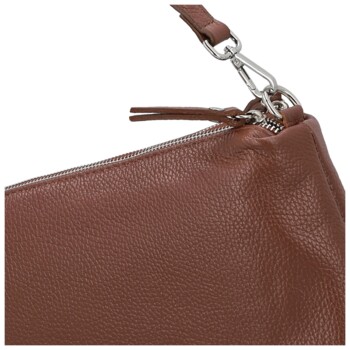 Dámská kožená kabelka na rameno tmavě hnědá - Delami Vera Pelle Sussan