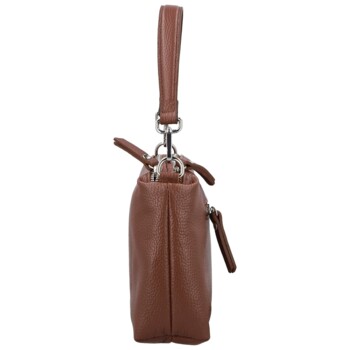 Dámská kožená kabelka na rameno tmavě hnědá - Delami Vera Pelle Sussan