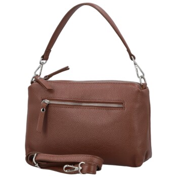Dámská kožená kabelka na rameno tmavě hnědá - Delami Vera Pelle Sussan