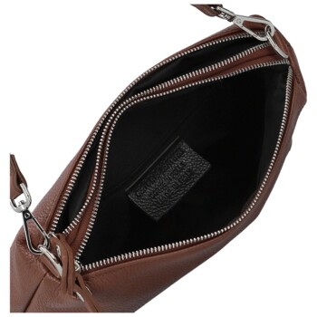 Dámská kožená kabelka na rameno tmavě hnědá - Delami Vera Pelle Sussan