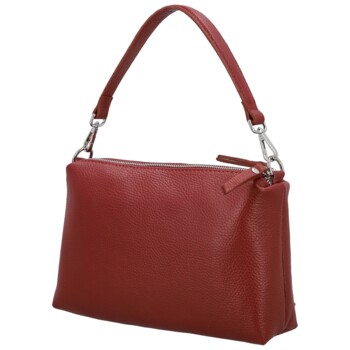 Dámská kožená kabelka na rameno tmavě červená - Delami Vera Pelle Sussan
