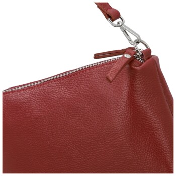 Dámská kožená kabelka na rameno tmavě červená - Delami Vera Pelle Sussan