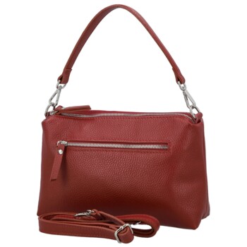 Dámská kožená kabelka na rameno tmavě červená - Delami Vera Pelle Sussan