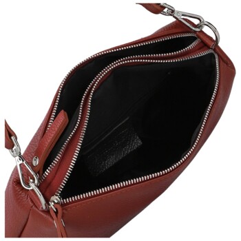 Dámská kožená kabelka na rameno tmavě červená - Delami Vera Pelle Sussan