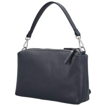Dámská kožená kabelka na rameno tmavě modrá - Delami Vera Pelle Sussan