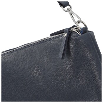 Dámská kožená kabelka na rameno tmavě modrá - Delami Vera Pelle Sussan