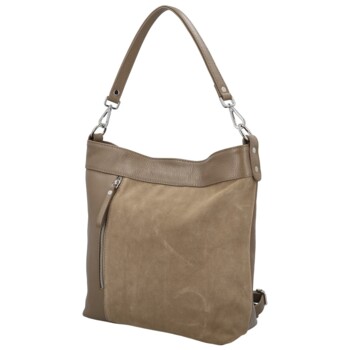 Dámská kožená kabelka do ruky taupe - Delami Vera Pelle Aneli