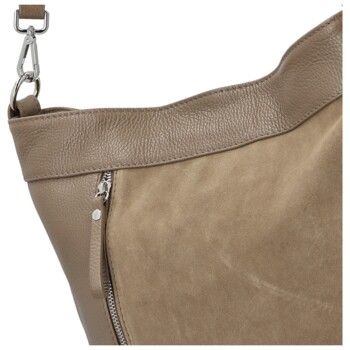 Dámská kožená kabelka do ruky taupe - Delami Vera Pelle Aneli
