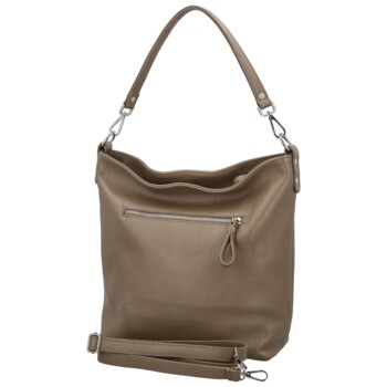 Dámská kožená kabelka do ruky taupe - Delami Vera Pelle Aneli