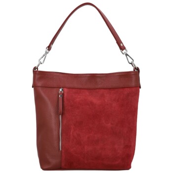 Dámská kožená kabelka do ruky tmavě červená - Delami Vera Pelle Aneli